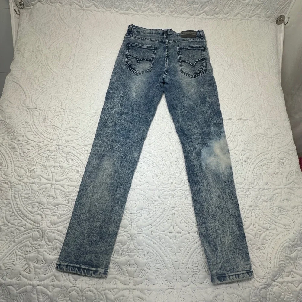 Y2K retro Denim & Rivets Blue Acid Wash Skinny Jeans Girls Size 16